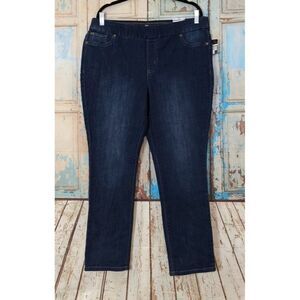 Kim Roger Womens Size 14W Blue Tummy Control Pull On Straight Leg Jegging Jeans